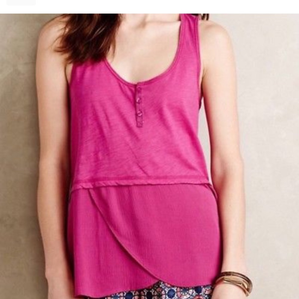 Anthropologie Little Yellow Button Signe Henley Tank S